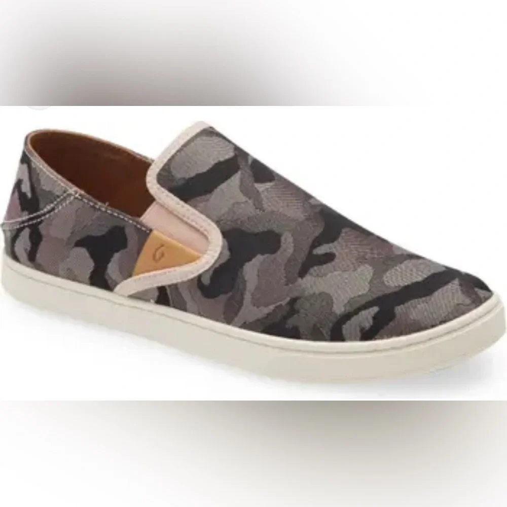Olukai Pehuea Pa’i Soft Pink Camo Slip-on Convertible Sneaker Sz 7